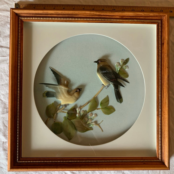 Handmade vintage Framed 3D Bird Sculpture Art, One Size, Light Blue & Brown - Picture 4 of 7
